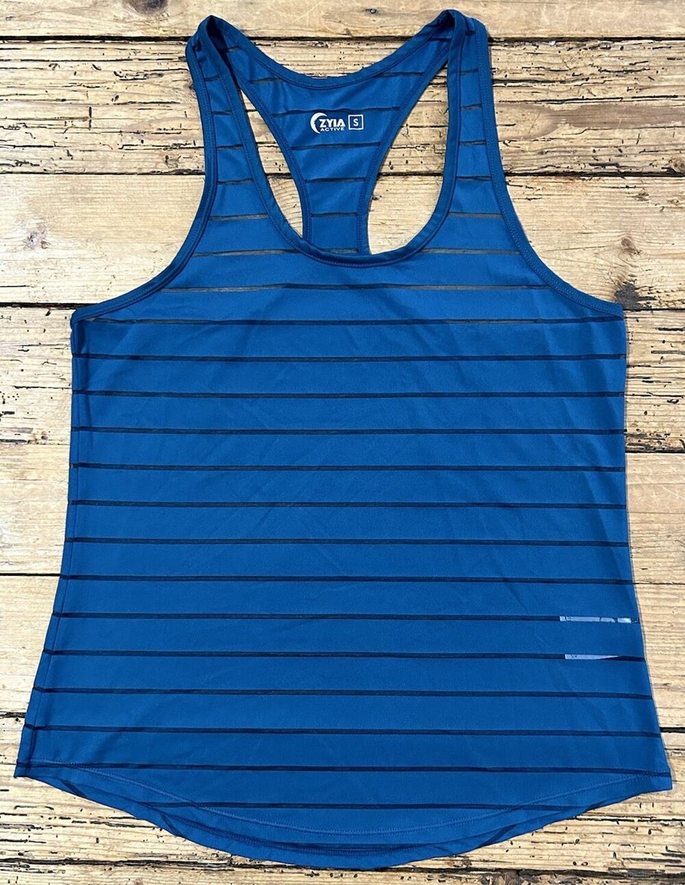 Zyia Active Women’s Size S Blue Striped Shear Blue Tank Top